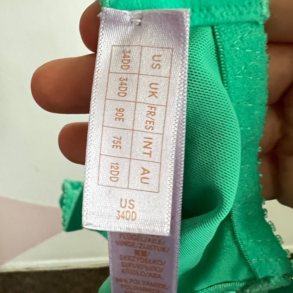 Savage Fenty Sheer Green Bra 34DD Y2K 2000s Adjustable Straps Underwire - Picture 3 of 4